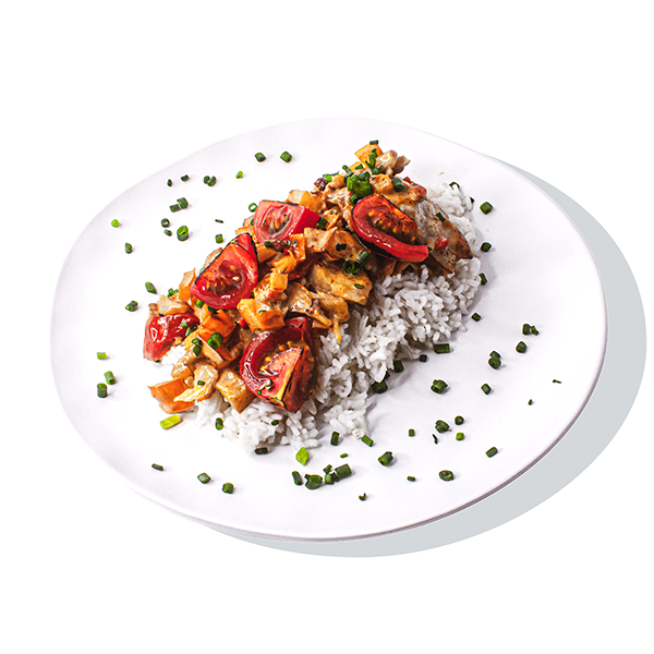 морской окунь с овощами и рисом blank